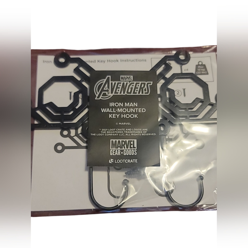 Iron Man Metal Wall Mount Key Rack Hooks Marvel Avengers from Loot Crate NEW